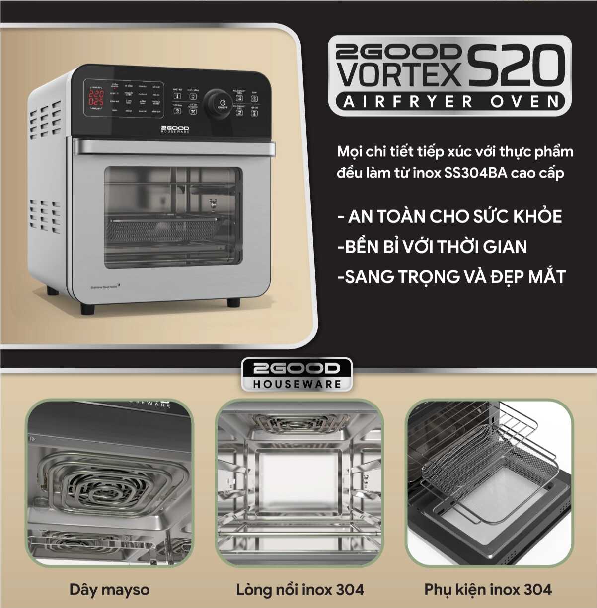Nồi Chiên Không Dầu 2GOOD Vortex S-20 Air Fryer Oven