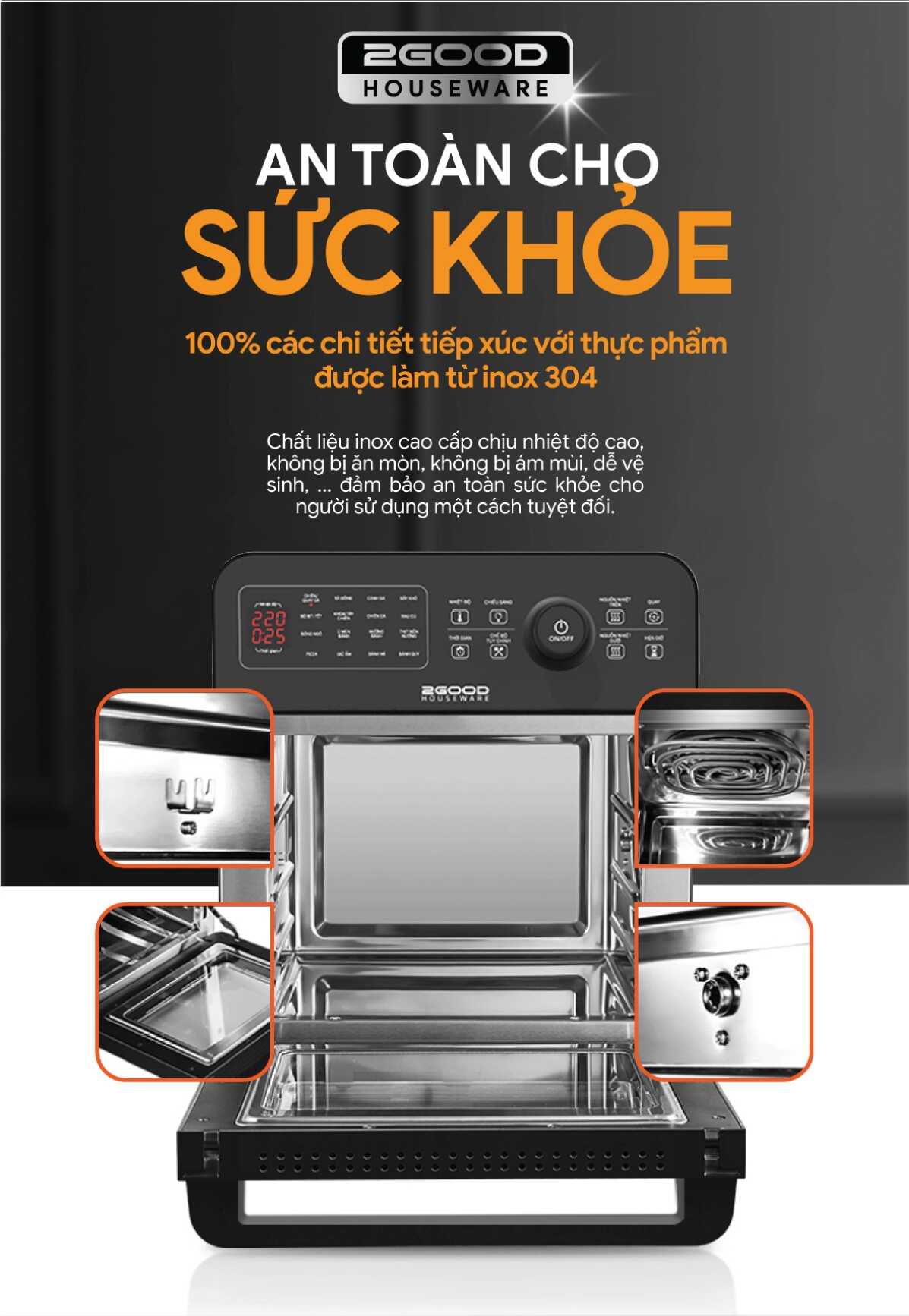 Nồi Chiên Không Dầu 2GOOD Vortex S-20 Air Fryer Oven