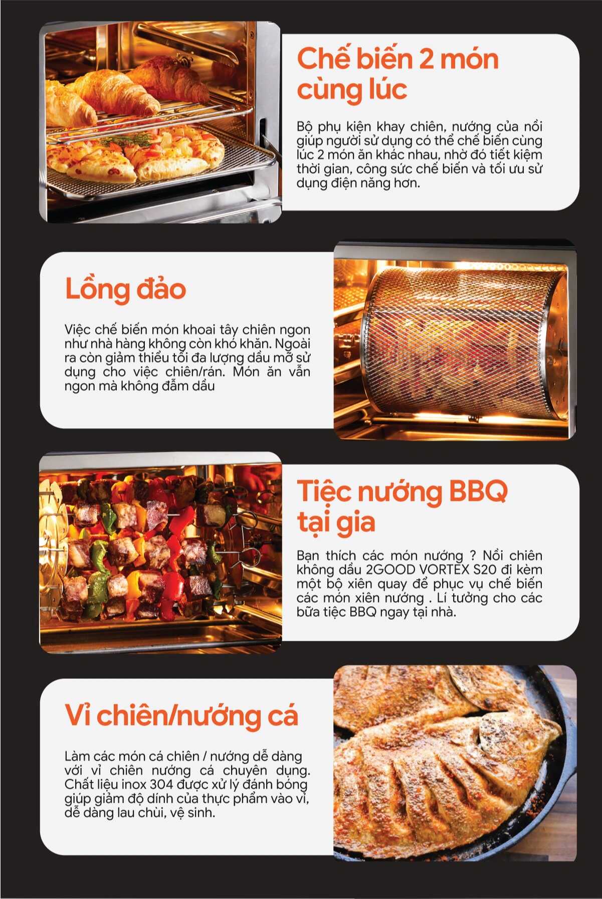 Nồi Chiên Không Dầu 2GOOD Vortex S-20 Air Fryer Oven