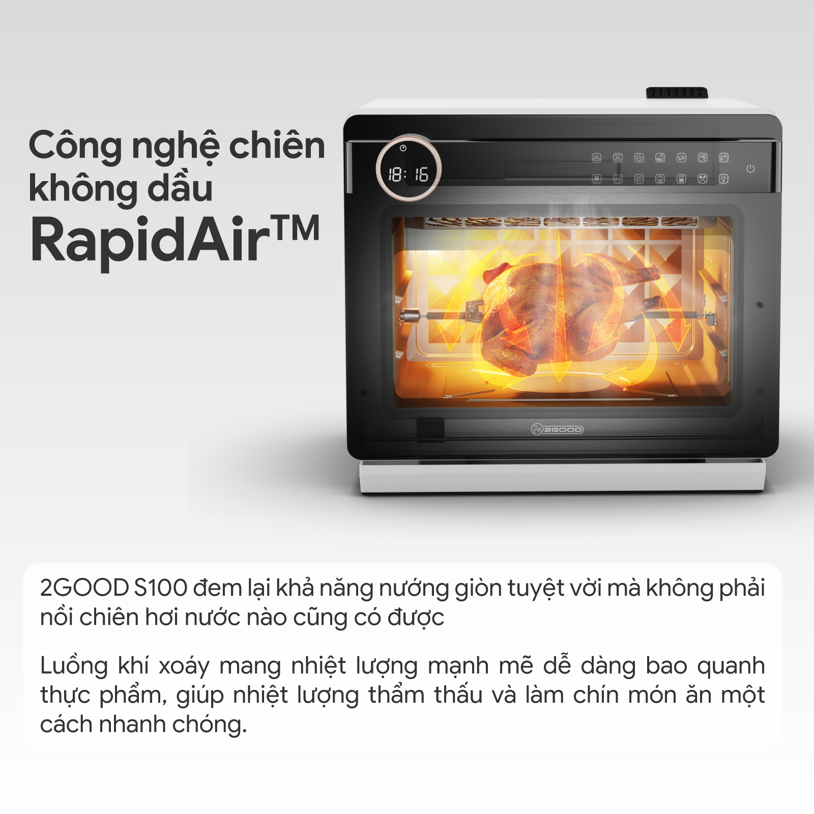 Nồi Chiên Không Dầu Kèm Hấp 2GOOD S100