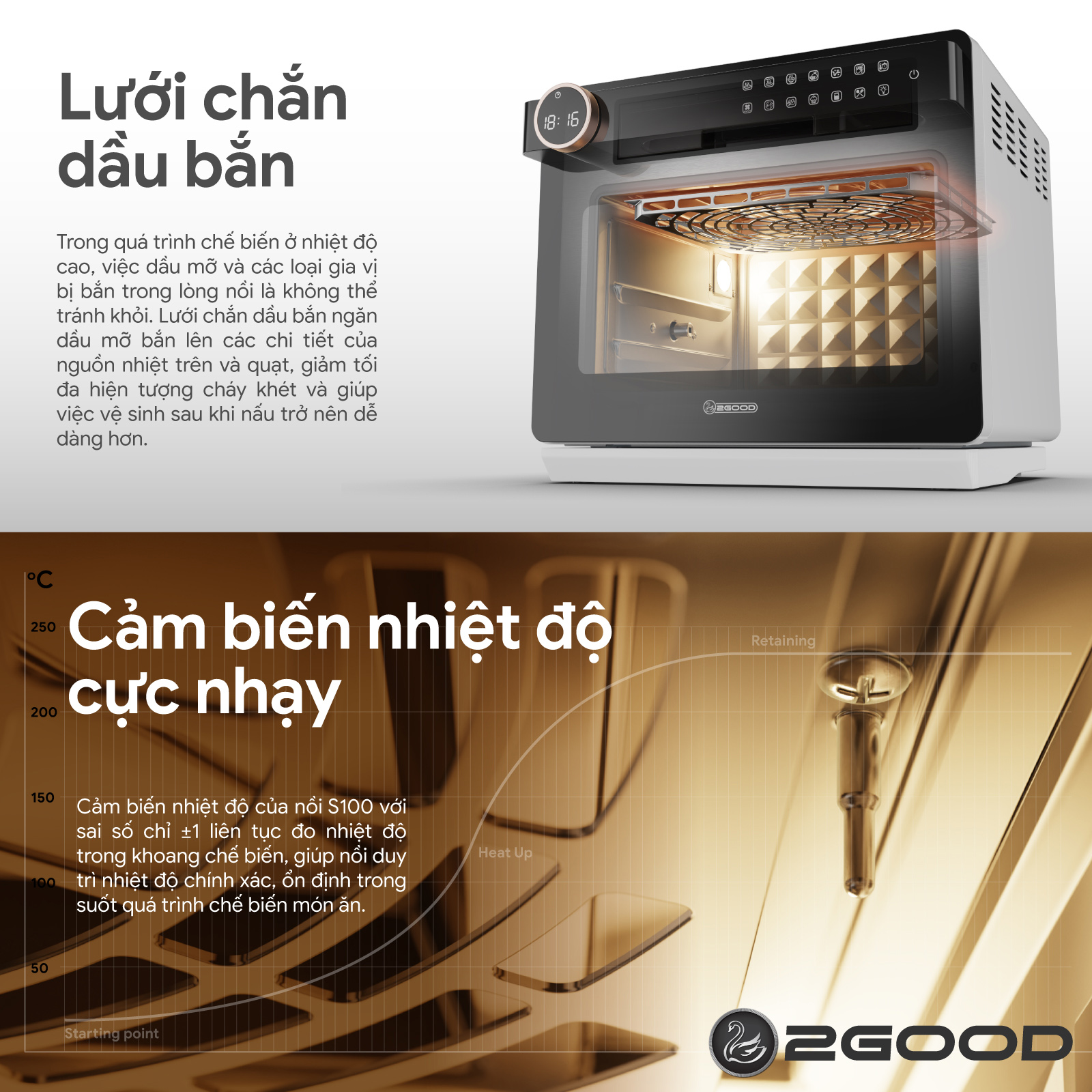 Nồi Chiên Không Dầu Kèm Hấp 2GOOD S100