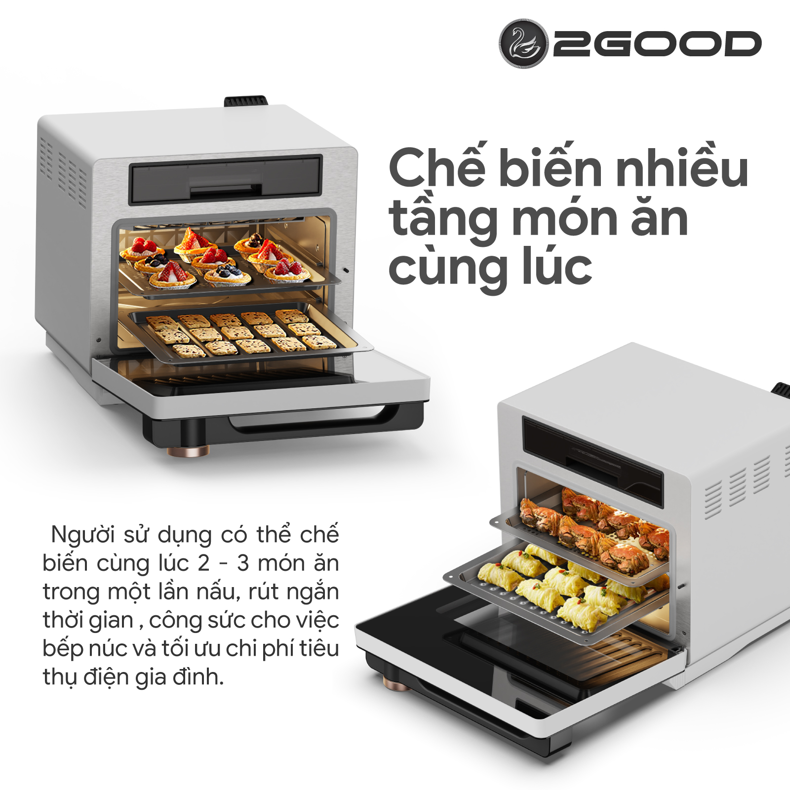 Nồi Chiên Không Dầu Kèm Hấp 2GOOD S100
