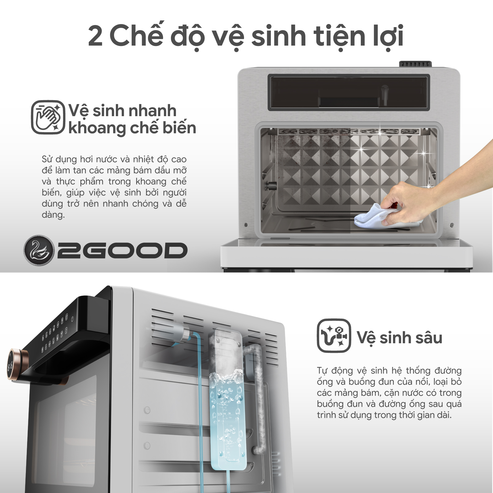 Nồi Chiên Không Dầu Kèm Hấp 2GOOD S100