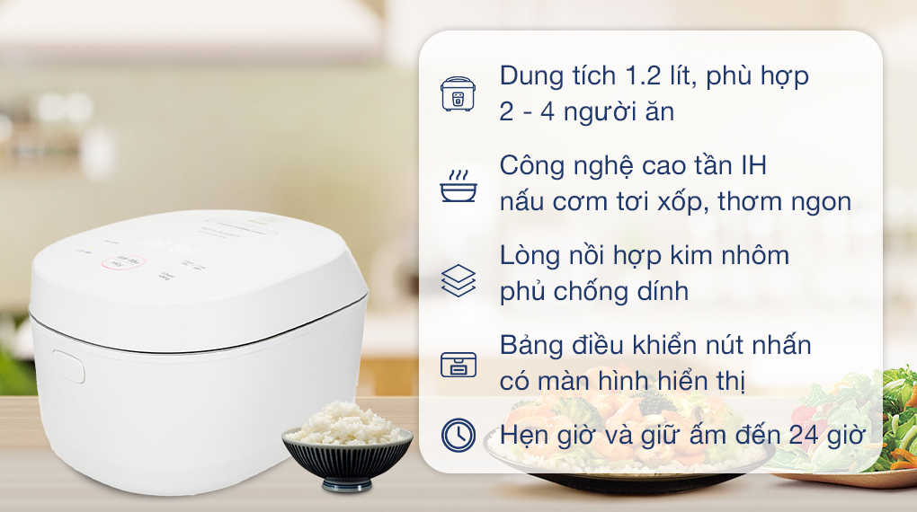 Nồi cơm điện cao tần Sharp 1,2L KS-IH122V-WH