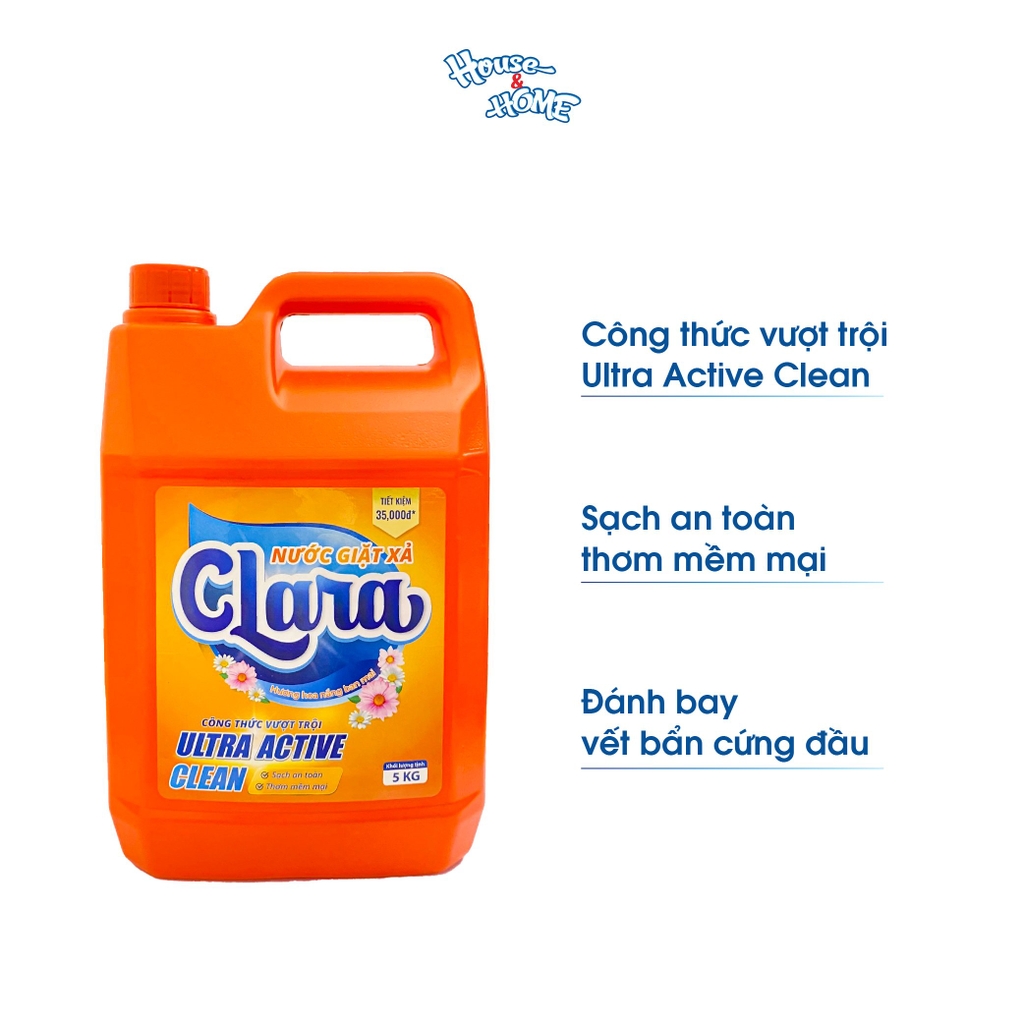 Nước giặt xả Clara - Hương hoa nắng ban mai - Can 5Kg
