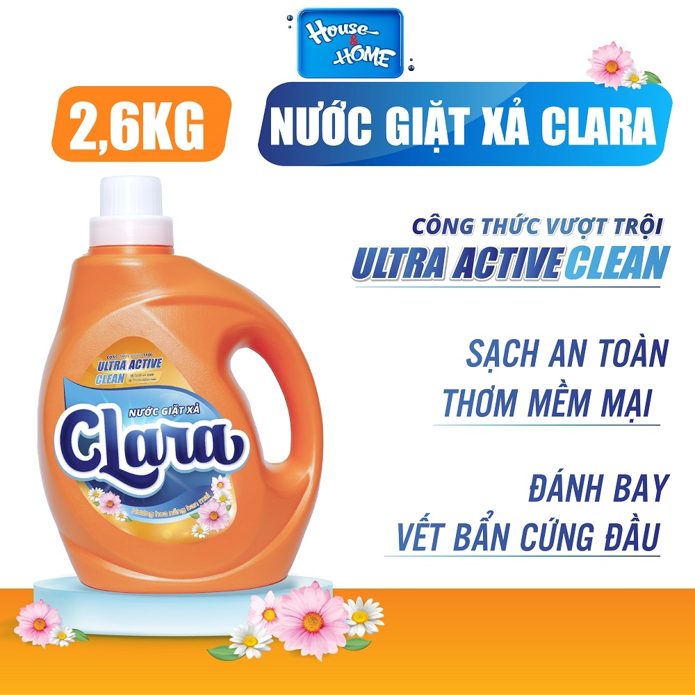 Nước giặt xả Clara - Hương hoa nắng ban mai - can 2,6Kg