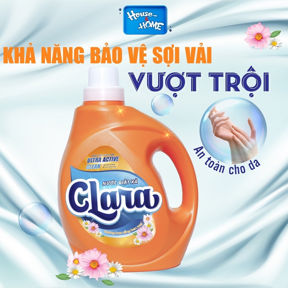 Nước giặt xả Clara - Hương hoa nắng ban mai - can 2,6Kg