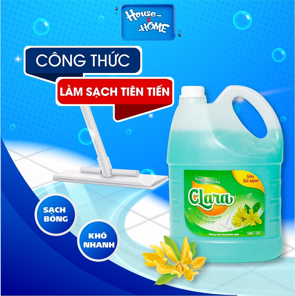 Nước lau sàn Clara - Hương hoa rừng - Can 3.8Kg