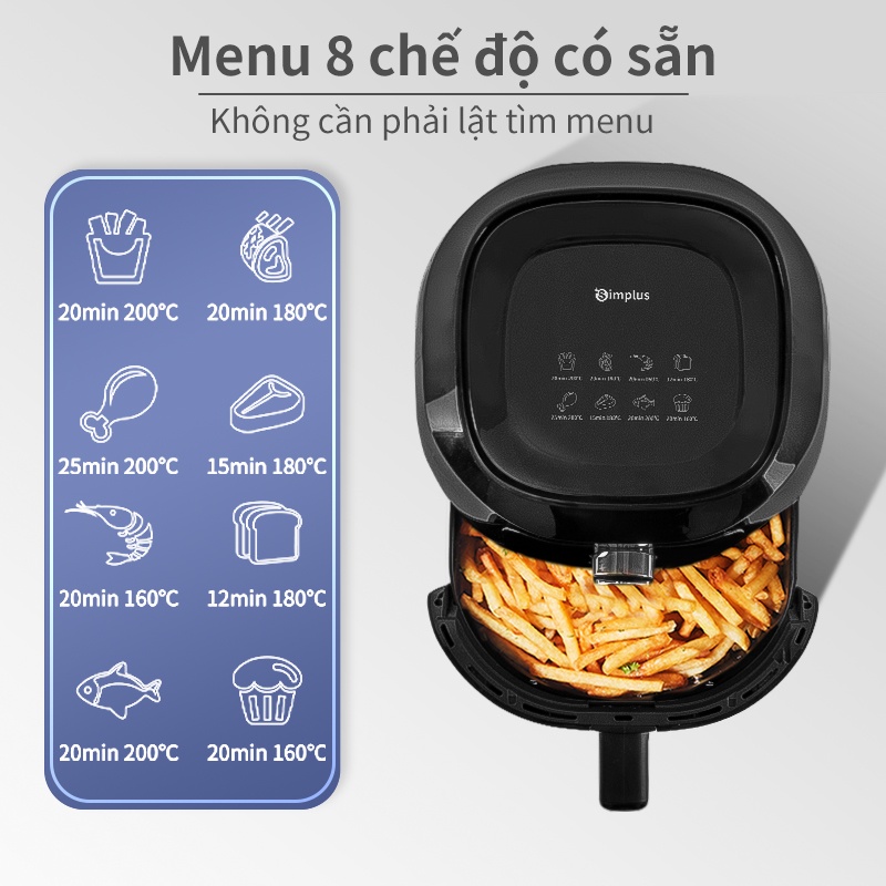 Nồi chiên không dầu Simplus dung tích lớn 5L KQZG008 - Bảo Hành 1 Năm 1 Đổi 1