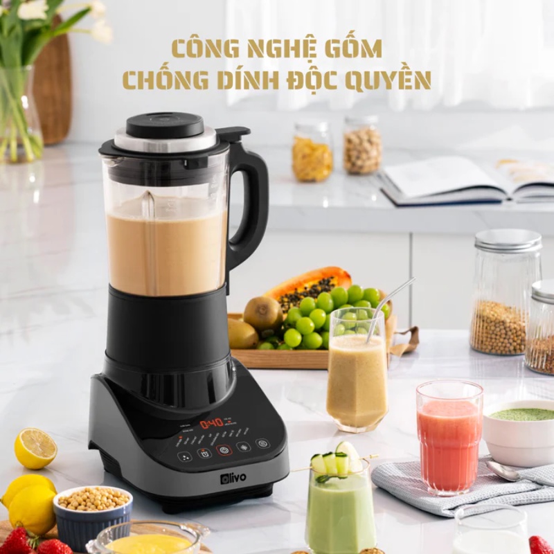 Máy Xay Nấu Đa Năng OLIVO CB20 - Độ Ồn Thấp Nhất - Chống Trào Tuyệt Đối - Vệ Sinh Khử Khuẩn - Chống Dính Gốm