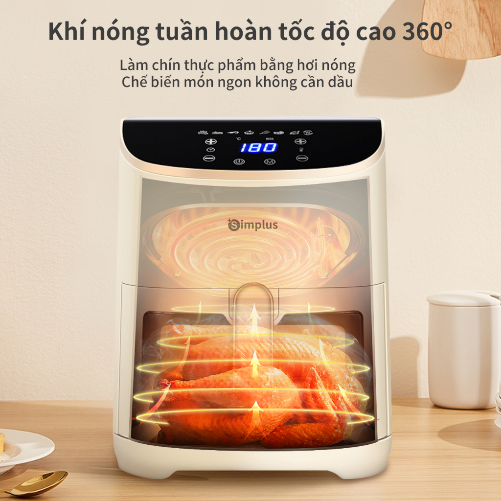 Nồi chiên không dầu Simplus Dung tích lớn 5.5L KQZG012 - Bảo Hành 1 Năm 1 Đổi 1