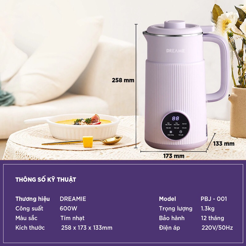 Máy Làm Sữa Hạt,Máy Nấu Sữa Hạt DREAMIE Chính Hãng 800ml