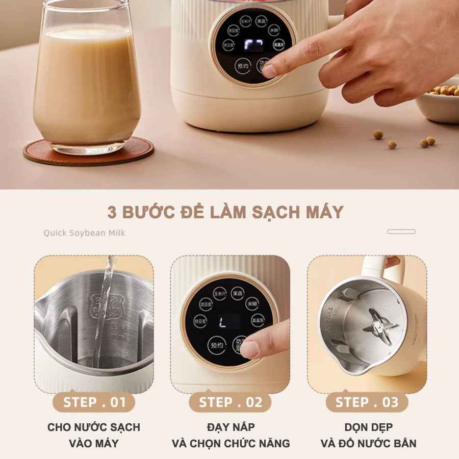 Máy làm sữa hạt Bear 600ml D06X3,  6 chức năng, xay nấu sữa hạt, xay sinh tố đa năng,  – Hàng chính hãng BH 6-18 tháng