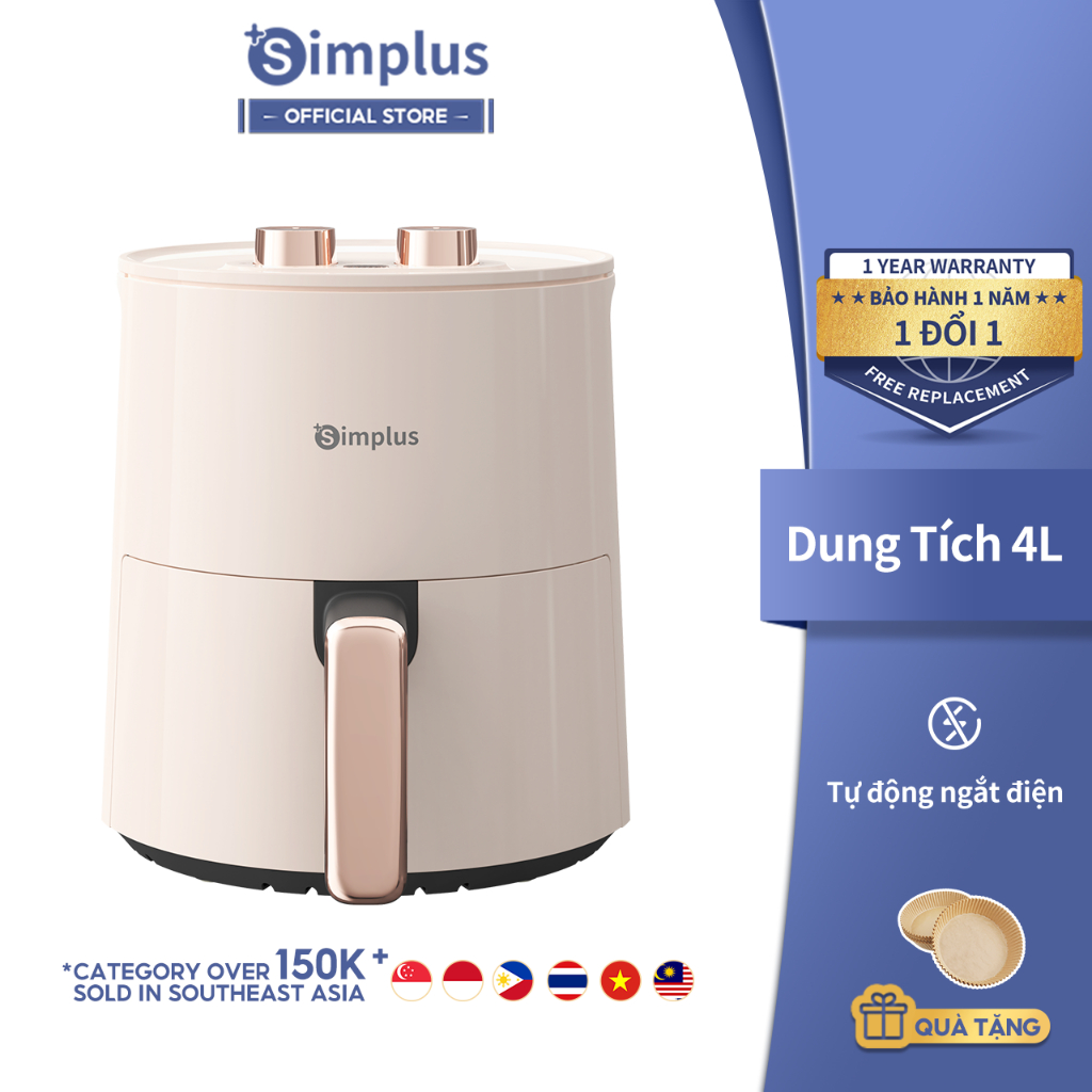 Nồi chiên không dầu Simplus KQZG007 Oil-Free Air Fryers Dung Tích lớn 4L - Bảo Hành 1 Năm 1 Đổi 1