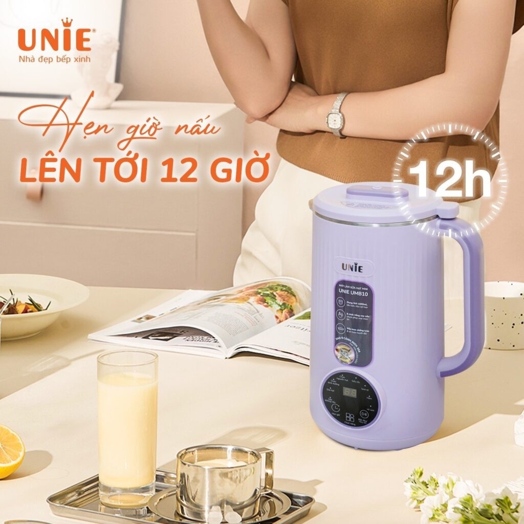 Máy làm sữa hạt Unie UMB10 1L - Lưỡi dao 8 cánh inox 304 cao cấp, công suất 800W