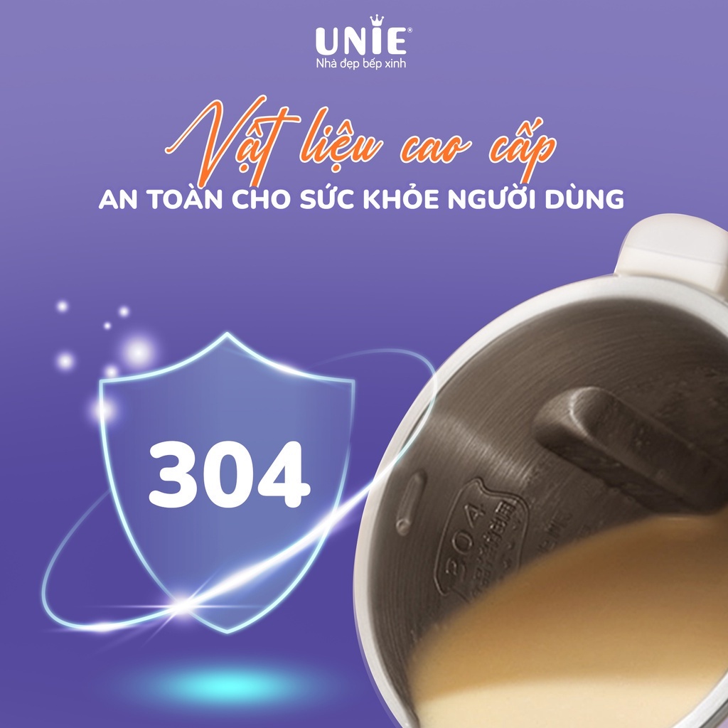 Máy làm sữa hạt đa năng UNIE UMB06, 6 tính năng xay nấu, chất liệu inox 304 cao cấp