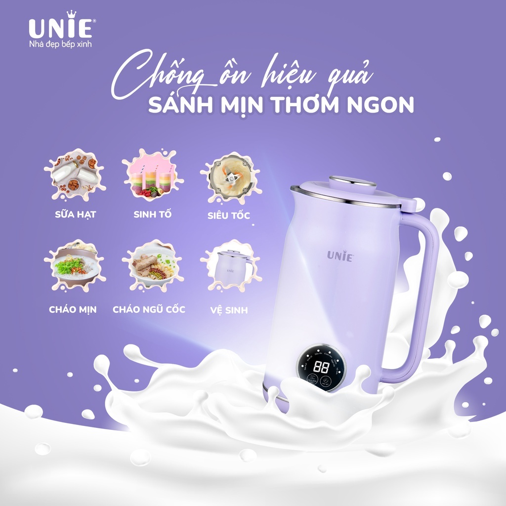 Máy làm sữa hạt đa năng UNIE UMB06, 6 tính năng xay nấu, chất liệu inox 304 cao cấp