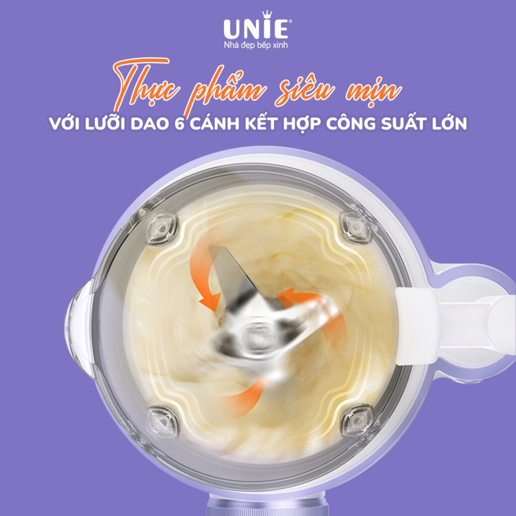 Máy làm sữa hạt đa năng UNIE UMB06, 6 tính năng xay nấu, chất liệu inox 304 cao cấp
