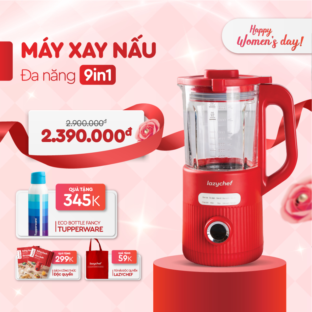 Máy Xay Nấu Sữa Hạt 9in1 LazyChef 1200ml Hàng Chính Hãng