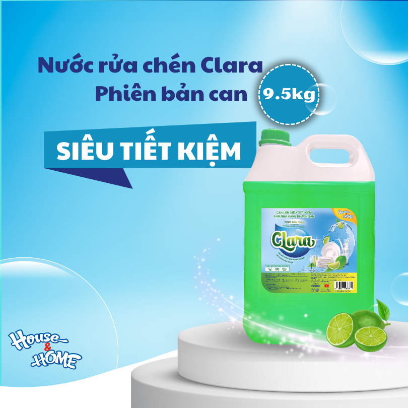 Nước rửa chén Clara - Hương chanh tự nhiên can 9.5KG