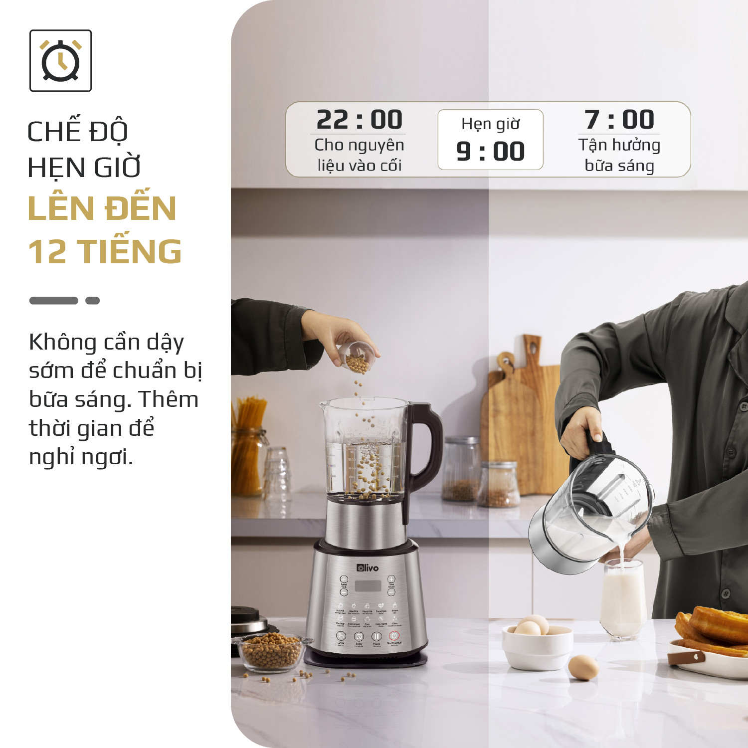 Máy Làm Sữa Hạt OLIVO X20 PLUS – Bản Nâng Cấp Có Tới 3 Chức Năng Nấu Sữa, Tạm Dừng Thông Minh