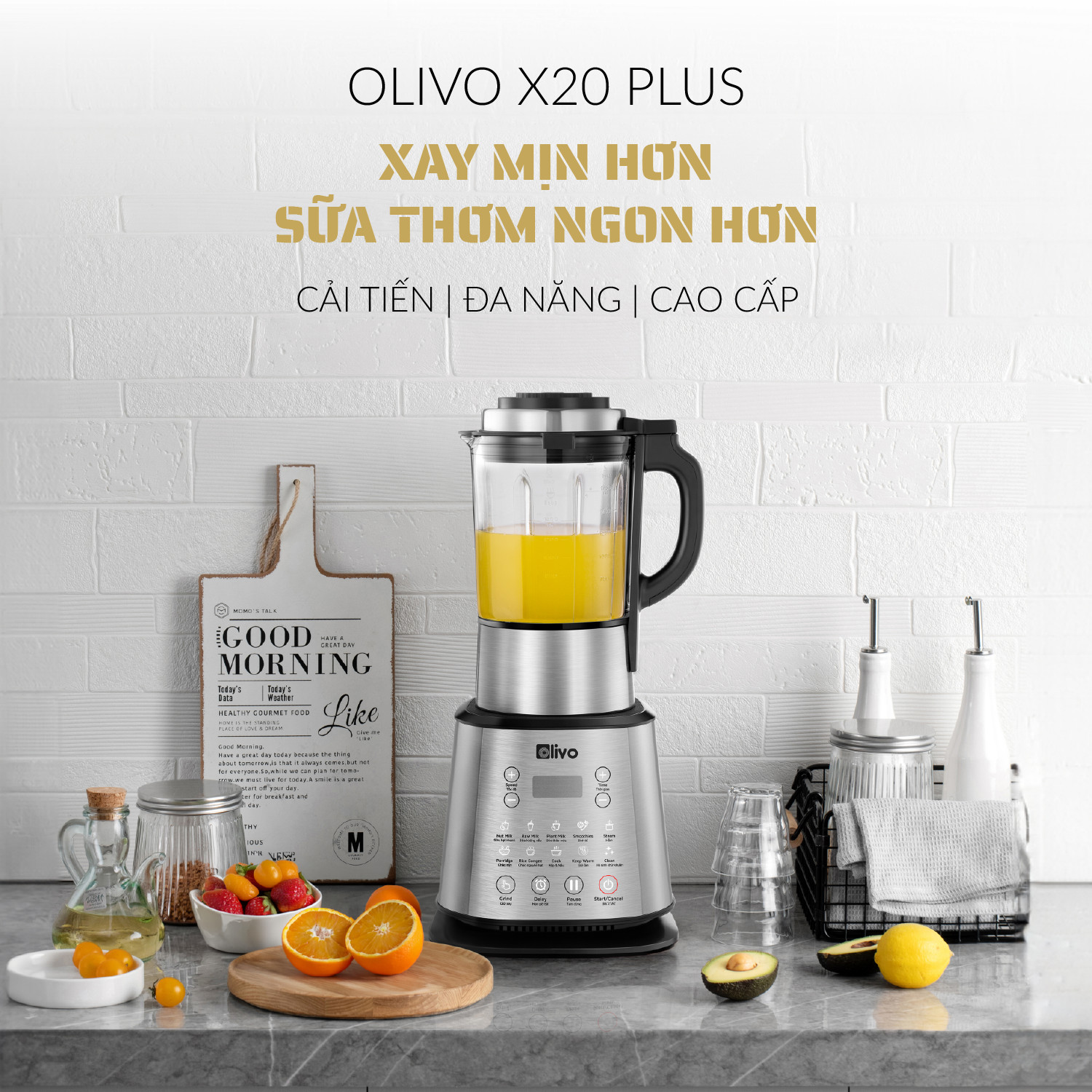 Máy Làm Sữa Hạt OLIVO X20 PLUS – Bản Nâng Cấp Có Tới 3 Chức Năng Nấu Sữa, Tạm Dừng Thông Minh