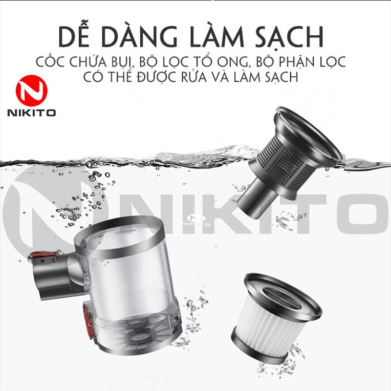 Máy Hút Bụi Cầm Tay Không Dây NIKITO Lau Siêu Sạch Pin Bền Nhập Khẩu