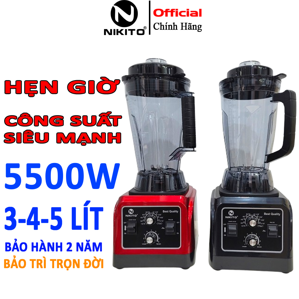 [HẸN GIỜ] Máy Xay Sinh Tố Công Nghiệp NIKITO 5000W BH 24 Tháng Xay Thịt Cá Rau Củ Quả,Sữa Hạt Sinh Tố Ngũ Cốc Đồ Khô xay