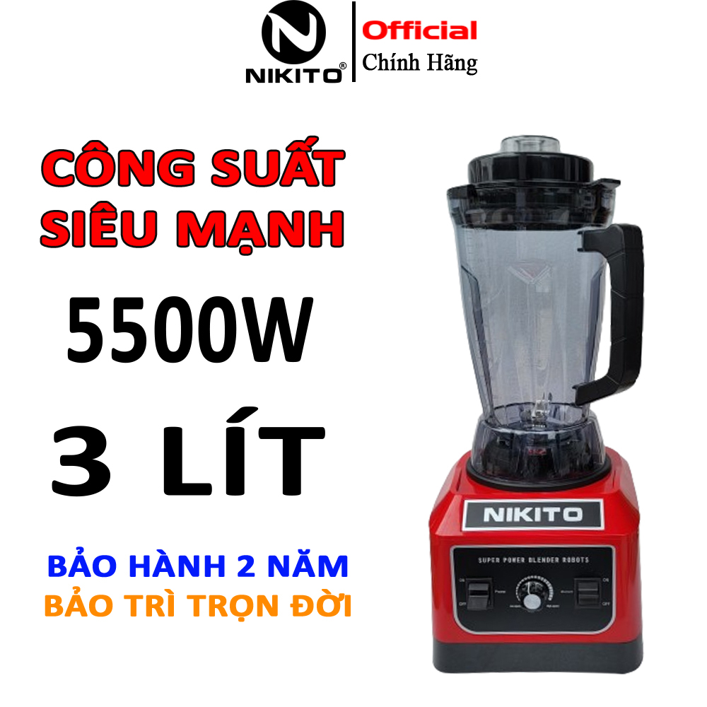 Máy xay sinh tố công nghiệp NIKITO 5500W Bảo hành 24 tháng xay thịt cá rau củ quả, sinh tố ngũ cốc đồ khô, rau má-NIKITO