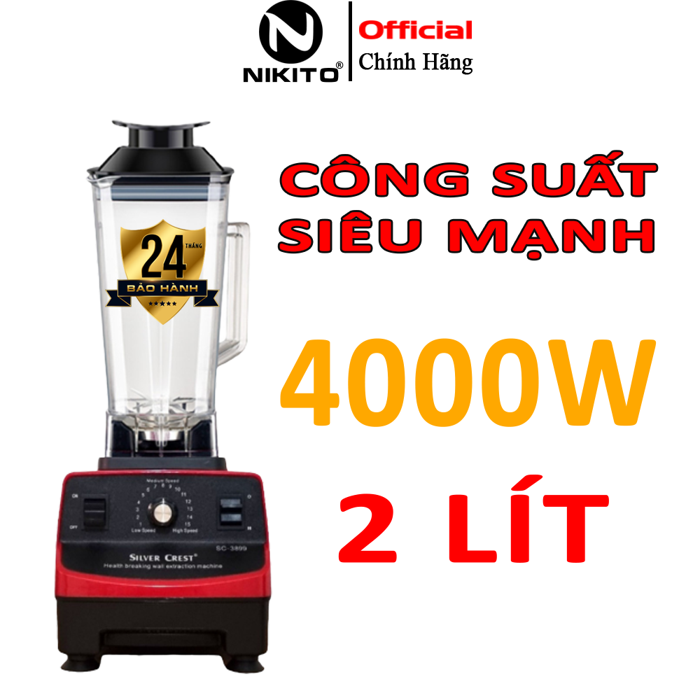 Máy Xay Công Nghiệp SILVER CREST 3800W SC-4099, Máy Xay Sinh Tố Công Nghiệp đa năng: Xay đá, rau má, thịt, cá..