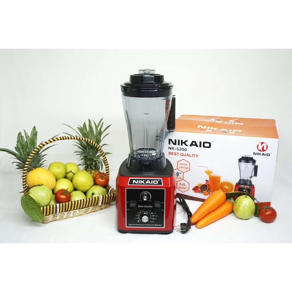 Máy xay sinh tố công nghiệp NIKAIO 5200W Bảo hành 24T xay đá thịt cá, rau củ quả, sinh tố, ngũ cốc, đồ khô, xay rau má.