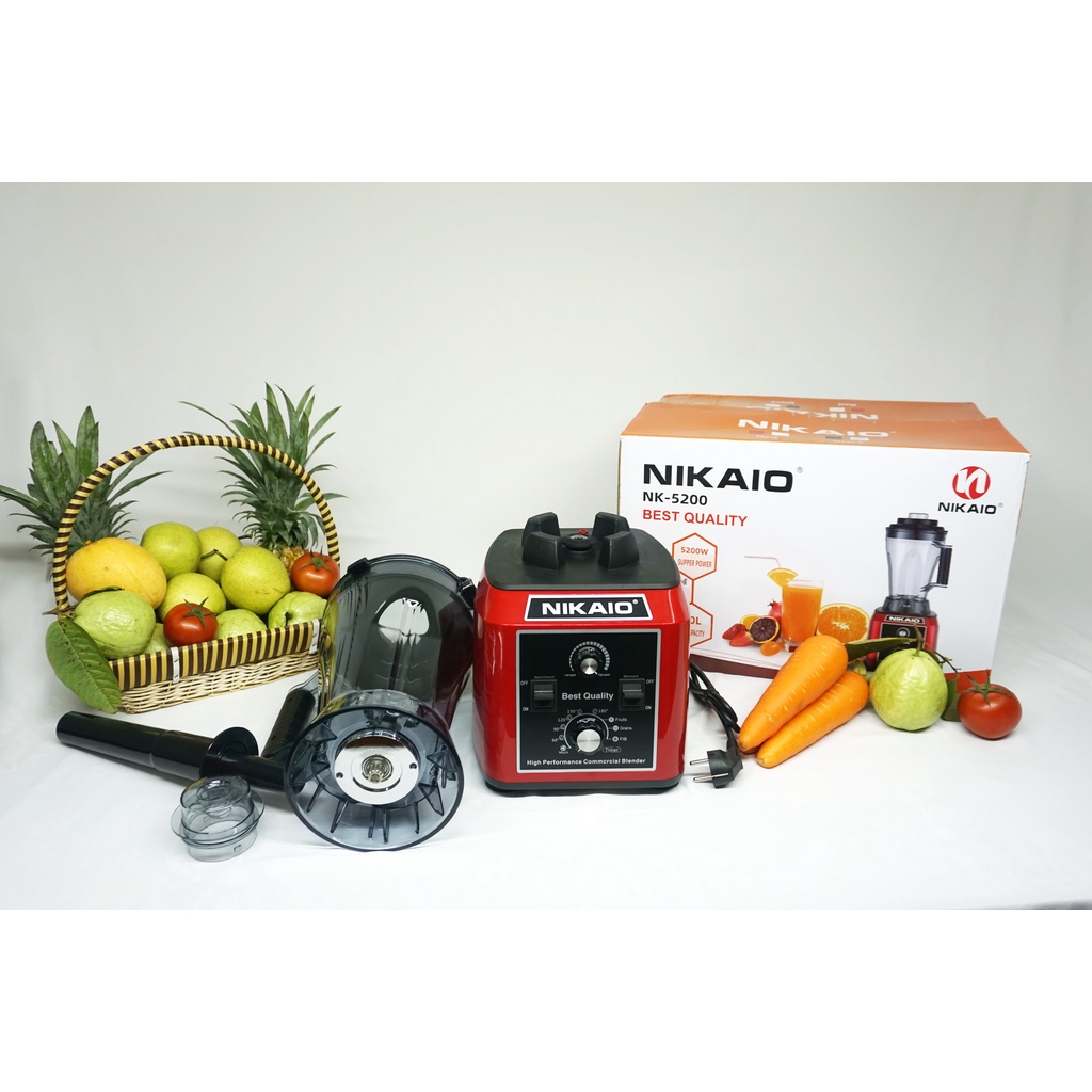 Máy xay sinh tố công nghiệp NIKAIO 5200W Bảo hành 24T xay đá thịt cá, rau củ quả, sinh tố, ngũ cốc, đồ khô, xay rau má.