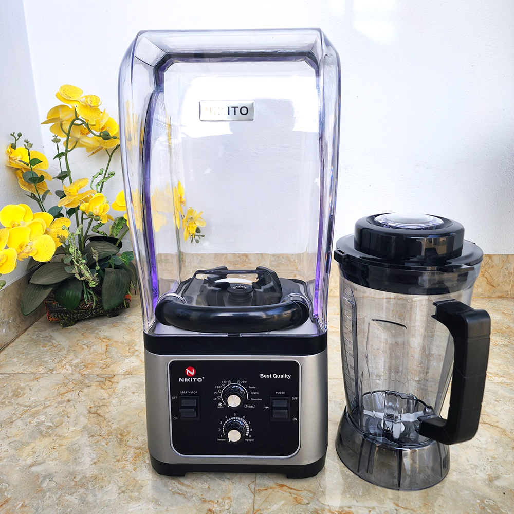 Máy Xay Sinh Tố Công Nghiệp NIKITO 3L-5500W Hộp Chống ồn Cao Cấp Bản Pro Hẹn giờ, BH 3 Năm. Xay Đá,Rau Má,Sinh Tố Đá Xay