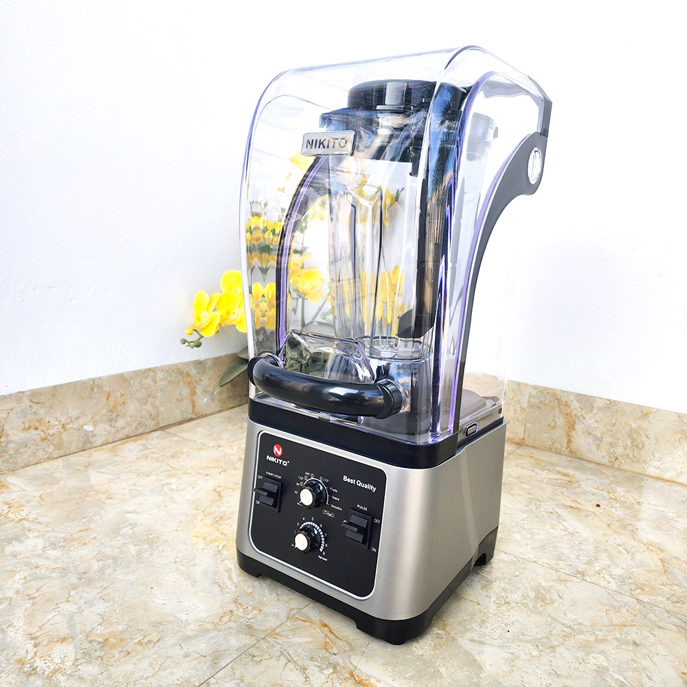 Máy Xay Sinh Tố Công Nghiệp NIKITO 3L-5500W Hộp Chống ồn Cao Cấp Bản Pro Hẹn giờ, BH 3 Năm. Xay Đá,Rau Má,Sinh Tố Đá Xay