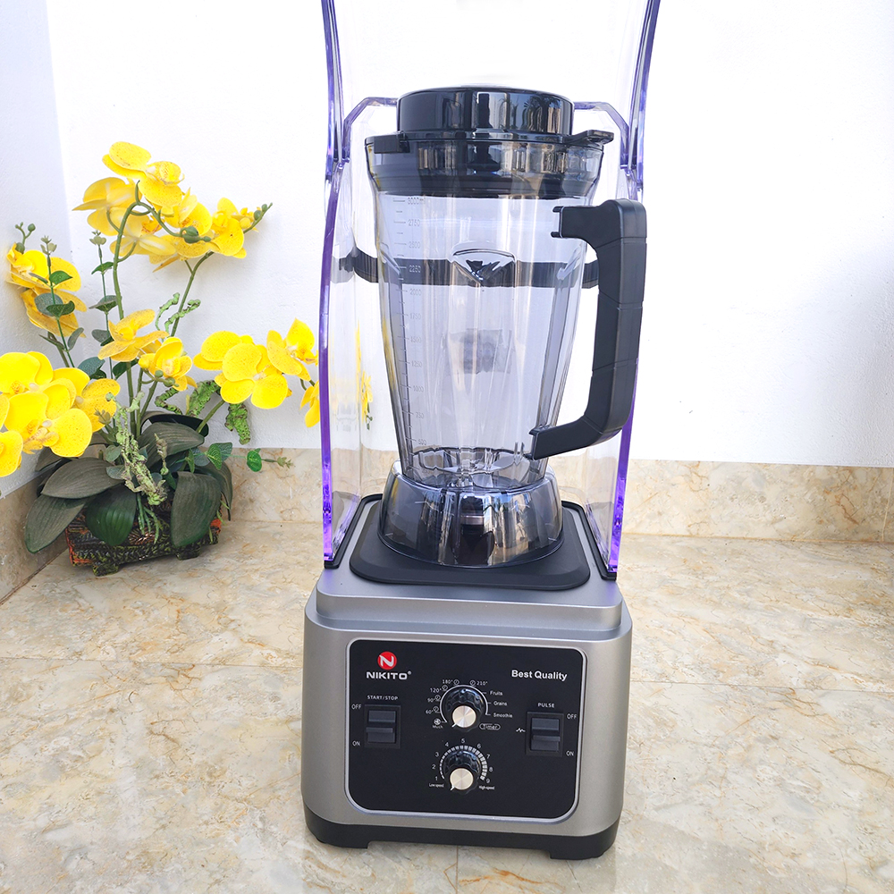 Máy Xay Sinh Tố Công Nghiệp NIKITO 3L-5500W Hộp Chống ồn Cao Cấp Bản Pro Hẹn giờ, BH 3 Năm. Xay Đá,Rau Má,Sinh Tố Đá Xay