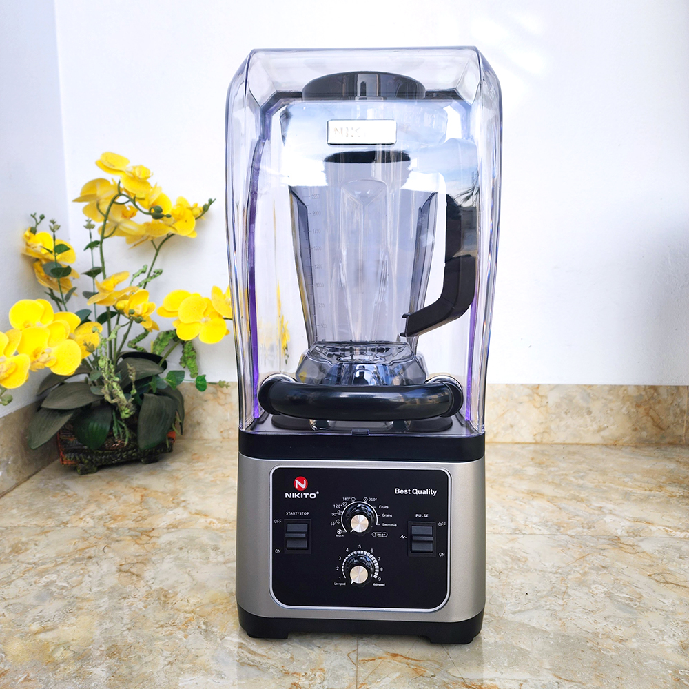 Máy Xay Sinh Tố Công Nghiệp NIKITO 3L-5500W Hộp Chống ồn Cao Cấp Bản Pro Hẹn giờ, BH 3 Năm. Xay Đá,Rau Má,Sinh Tố Đá Xay
