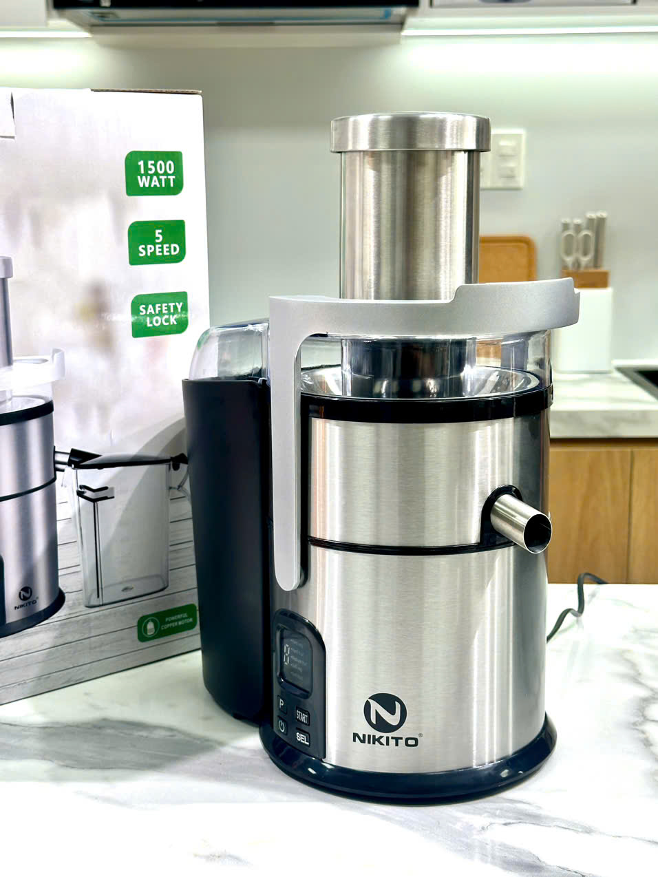 Máy ép nhanh trái cây NIKITO công suất cao 1500W, dung tích 1000ml, bảo hành 24 tháng ép hoa quả, rau củ, siêu khỏe