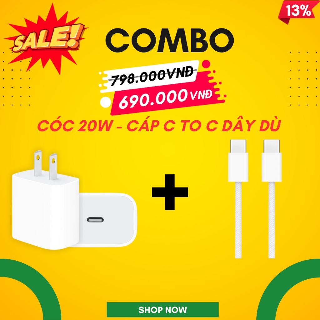 Combo Cóc 20W - Cáp C To C Dây Dù