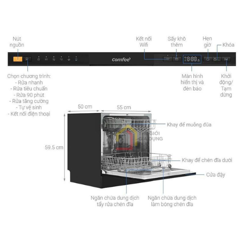 Máy rửa chén độc lập Comfee CDW-8F60RB-1