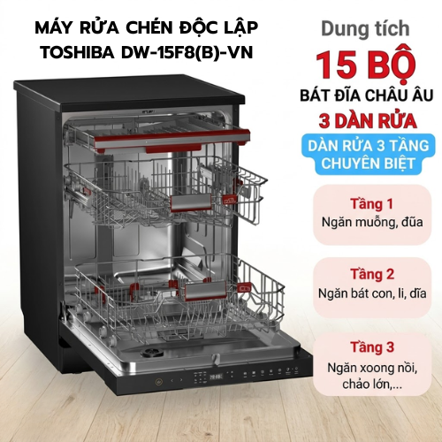 Máy Rửa Chén Độc Lập Toshiba DW-15F8(B)-VN2