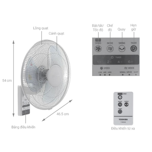 Điều khiển quạt treo tường Toshiba F-WSA20 (Kèm pin)1