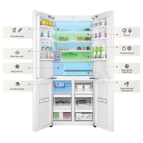 Tủ lạnh Toshiba Inverter 535 lít Japandi Multi Door GR-RF695WI-PGV(67)4