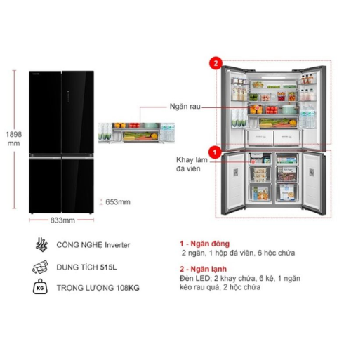 Tủ lạnh Toshiba Inverter 515 lít GR-RF665WIA-PGV(22)-XK5