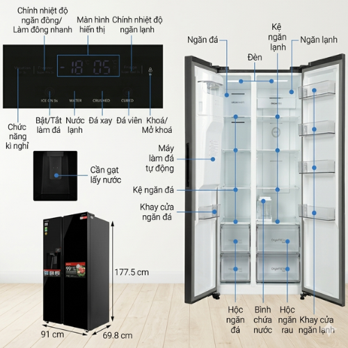 Tủ lạnh side by side Toshiba GR-RS755WIA-PGV(22)-XK2