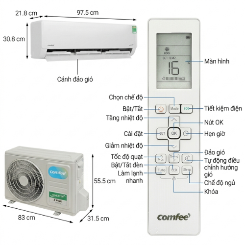Máy lạnh Comfee Inverter 2HP CFS-18VGDF/CFS-18VGDC2
