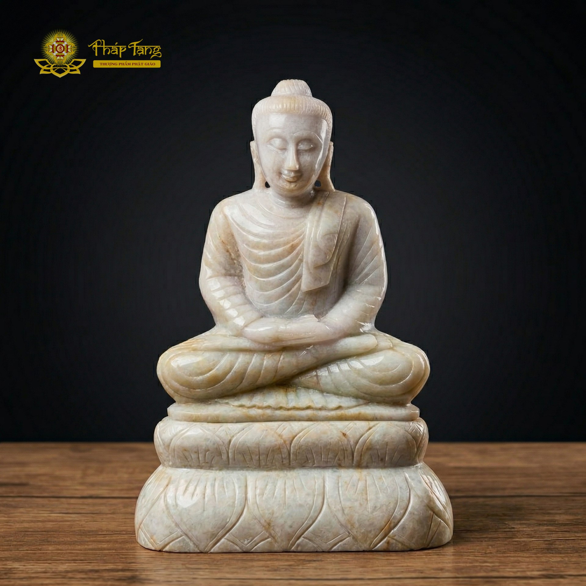 Tượng Đức Bổn Sư Thích Ca ấn Thiền Định ngọc phỉ thúy nguyên khối cao 21.5cm
