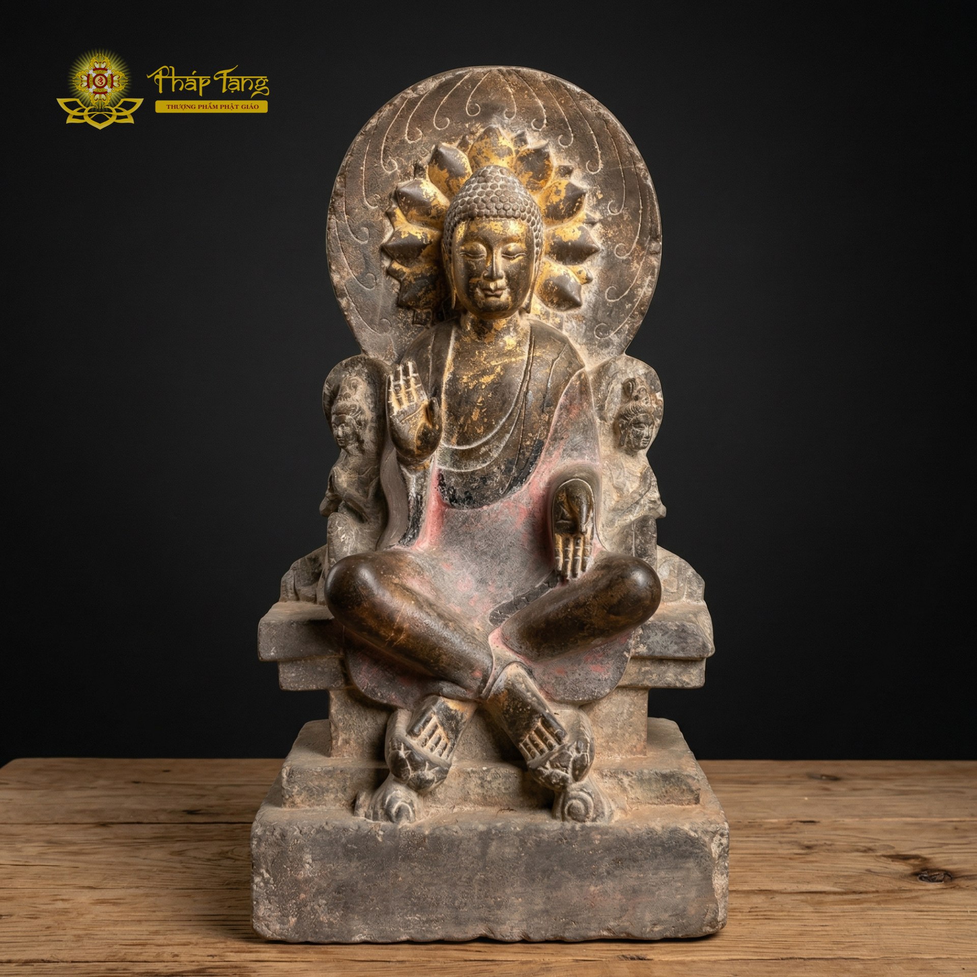 Tượng Phật Thích Ca đá xanh nguyên khối sưu tầm độc bản cao 69cm