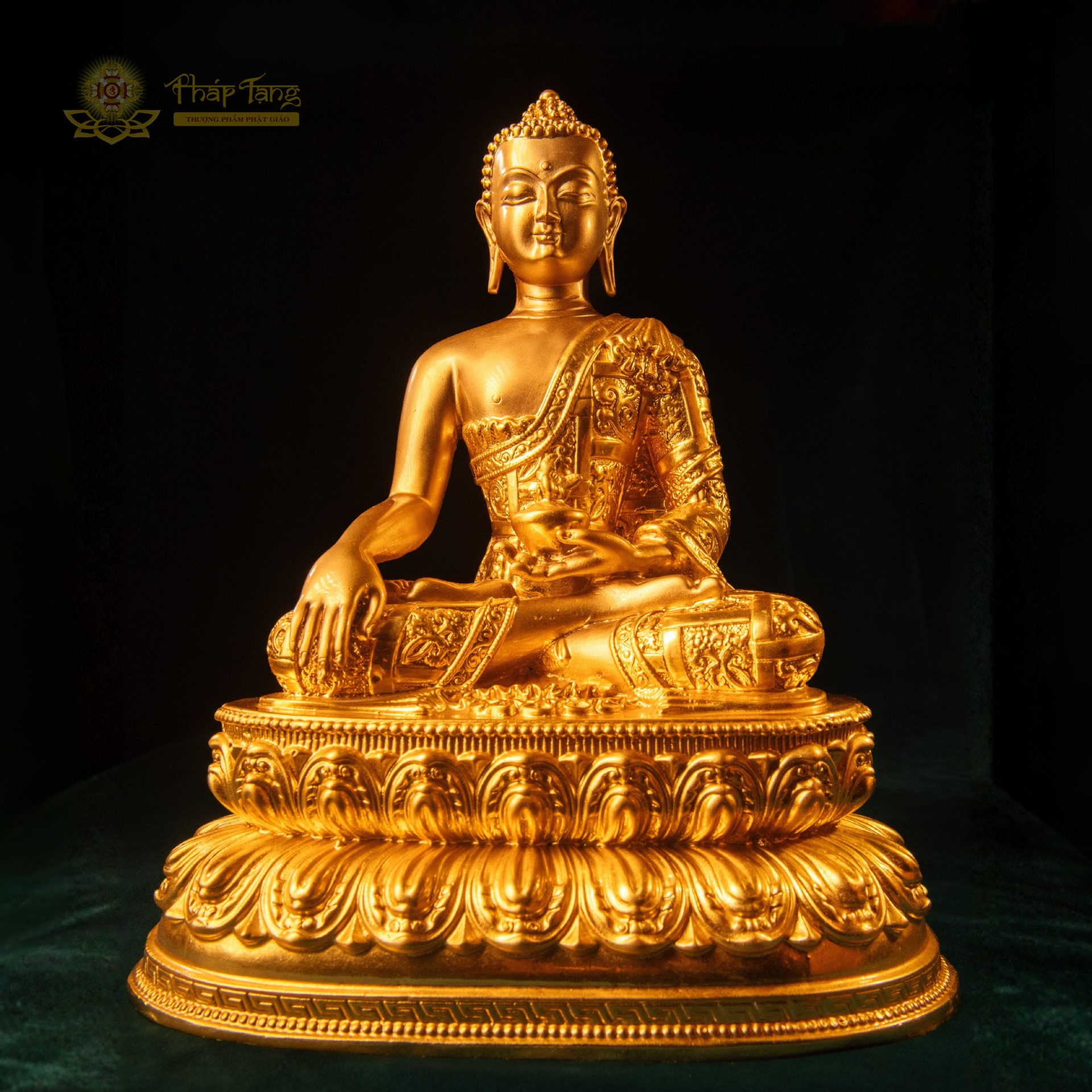 Tôn tượng Phật A Di Đà tướng Mật Tông đồng mạ vàng 24K