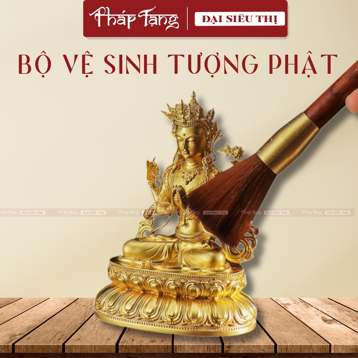Bộ dụng cụ vệ sinh tượng Phật và bàn thờ chổi lông cán gỗ