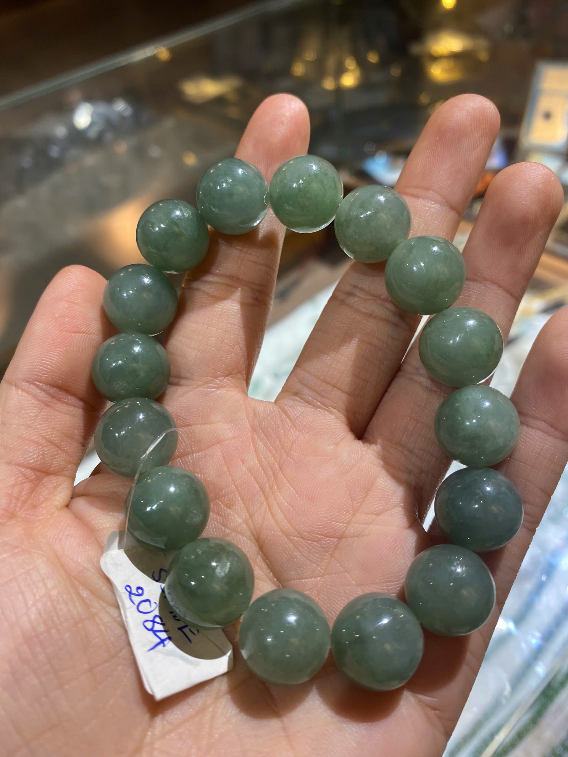 Vòng tay ngọc lam xanh 12.5mm tự nhiên